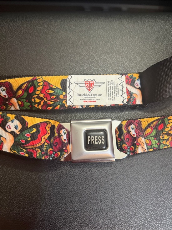 Buckle-Down Accessories - Buckle-Down Yellow Fairy Floral Seatbelt Belt